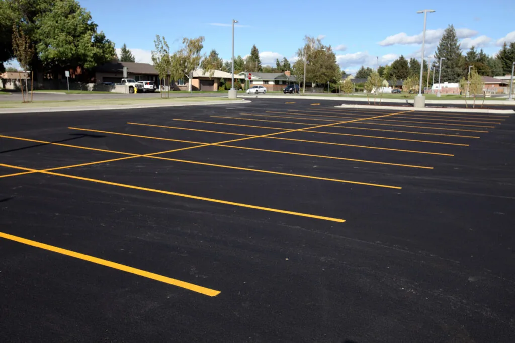parking lot with fresh sealcoating and striping in columbia, sc