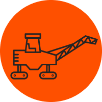 Orange circle with a milling machine icon