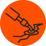 Orange circle with an icon depicting crack filling