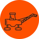 Orange circle with a milling machine icon