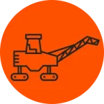 Orange circle with a milling machine icon